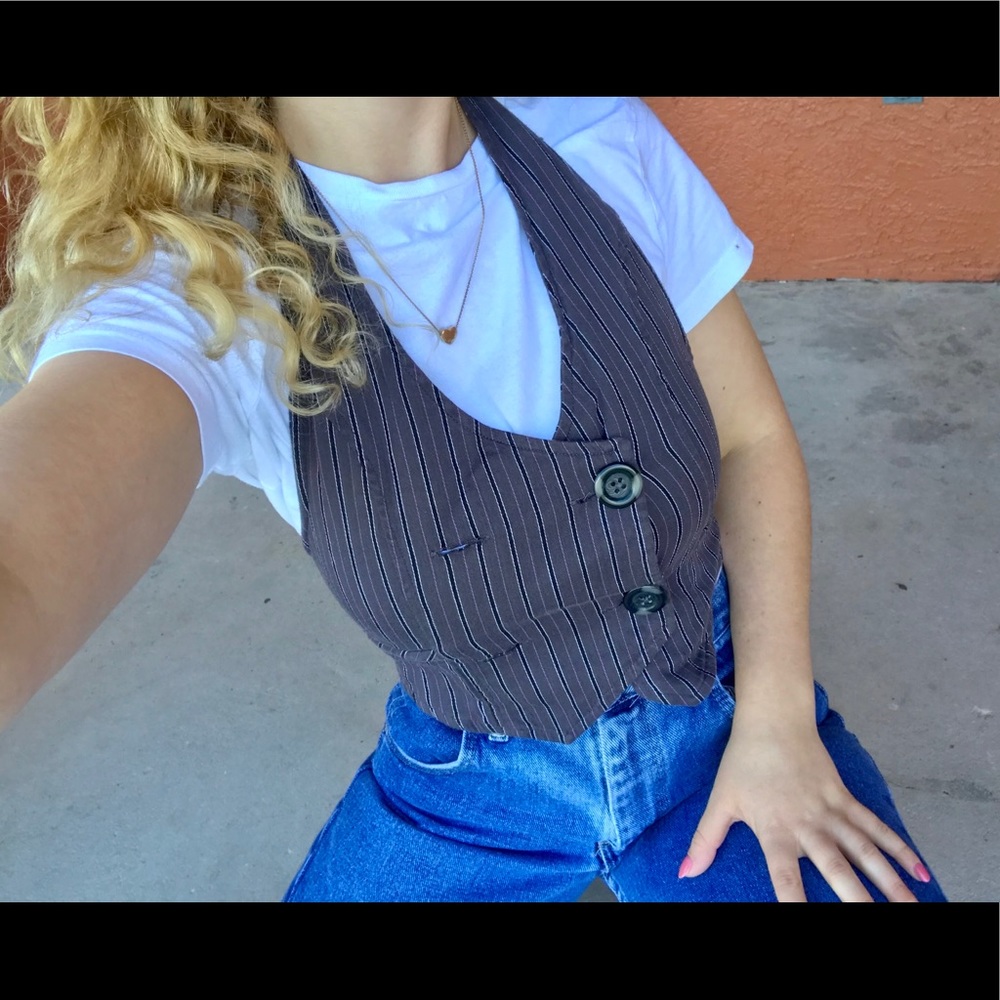 Purple and black striped vest